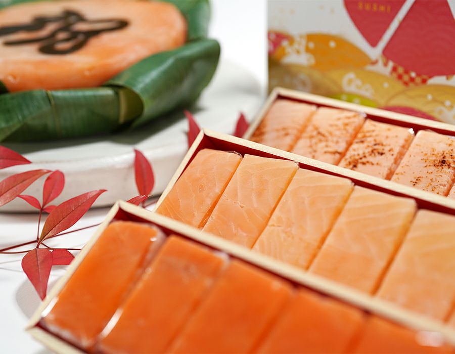 ギフトBOX　祝ます寿司とます押し3種18個セット（送料込み）