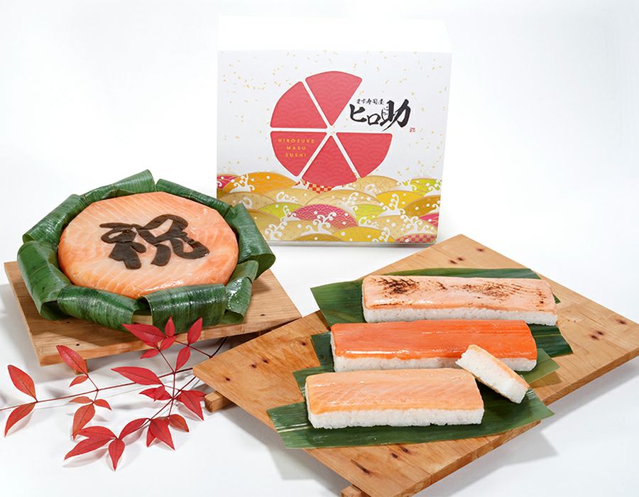 ギフトBOX　祝ます寿司とます押し3種棒寿司セット（送料込み）